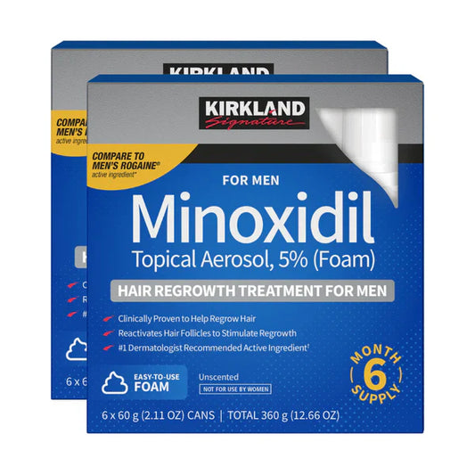 Tratamiento para el crecimiento del cabello con minoxidil Kirkland en espuma extrafuerte para hombres, espuma tópica con minoxidil al 5 %, suministro para 6 meses